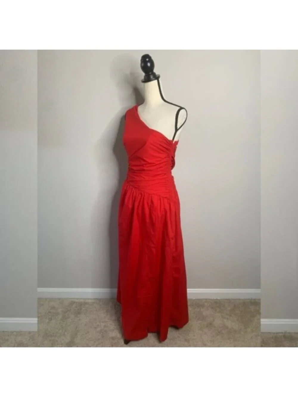 NWT Abercrombie & Fitch Red One-Shoulder Cutout Maxi Dress